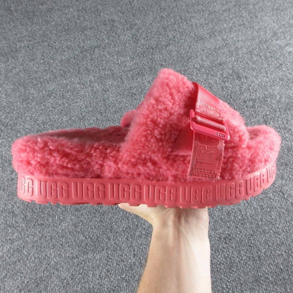 UGG Fluffita Slide Slippers Womens Size 9 Pink Shearling Fur Platform 113475 - Picture 2 of 7